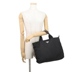 Prada Tote Nylon Triangle Logo 2-Way Shoulder Bag Black — view 4