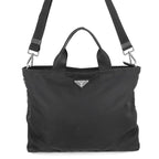 Prada Tote Nylon Triangle Logo 2-Way Shoulder Bag Black