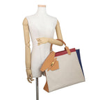 Hermes Handbag Himalaya Natural Rouge Vif Navy Gold Toile Ash Box Calf — view 4
