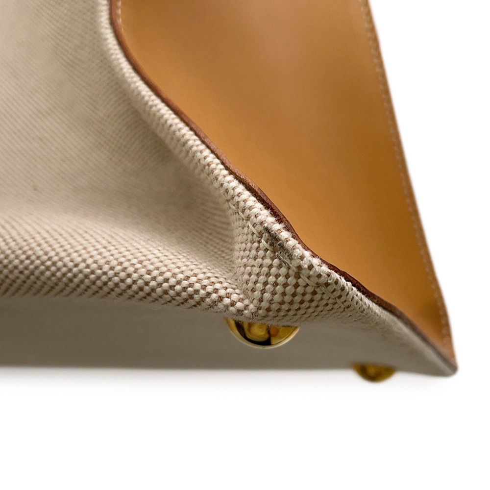 Hermes Handbag Himalaya Natural Rouge Vif Navy Gold Toile Ash Box Calf — view 7