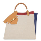 Hermes Handbag Himalaya Natural Rouge Vif Navy Gold Toile Ash Box Calf