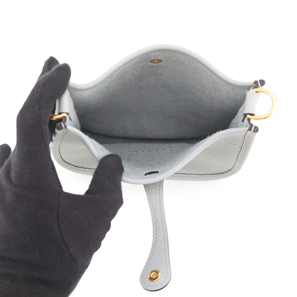 Hermes Shoulder Bag Evelyne TPM 111 Amazon Blue Glacier Gold Taurillon Clemence — view 5