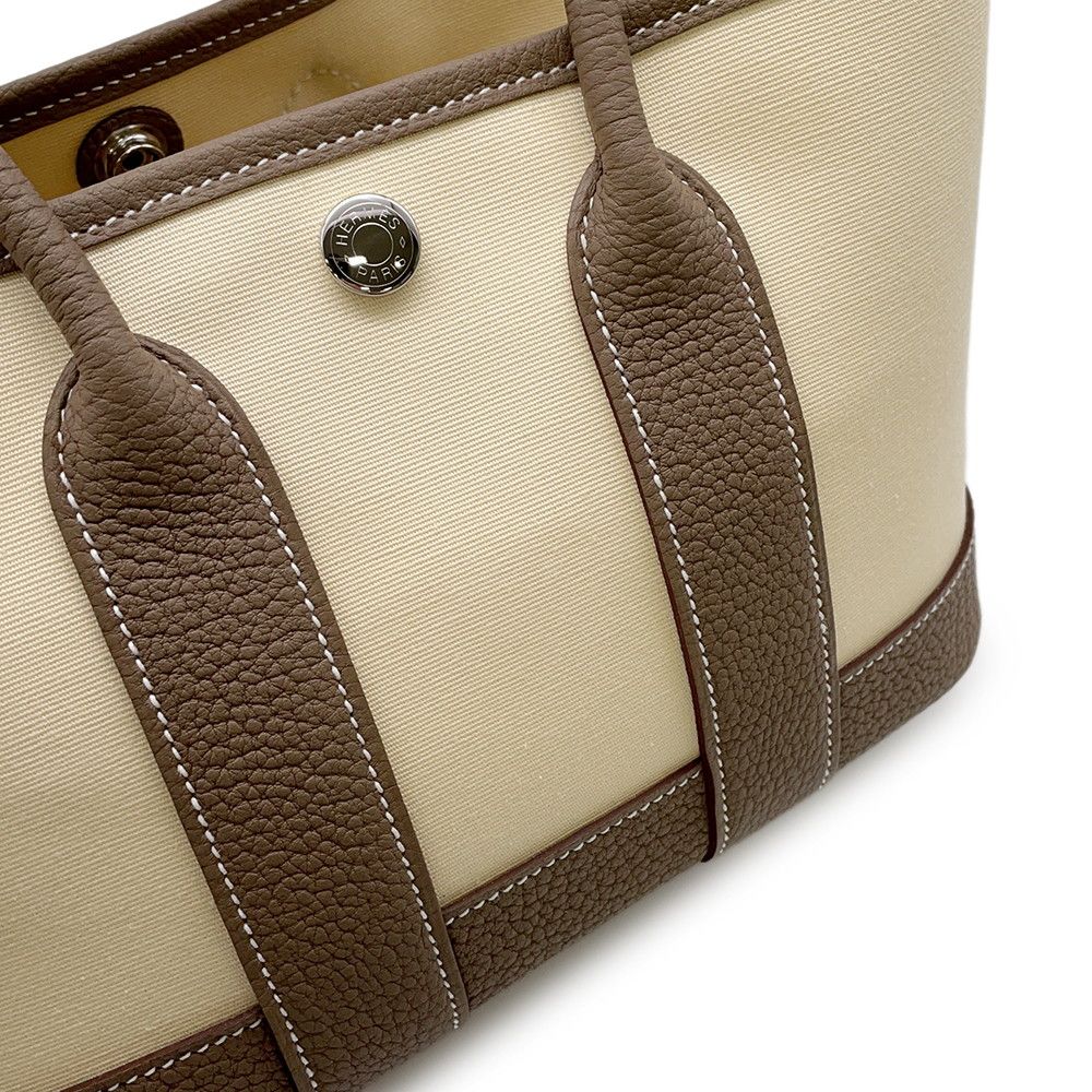 Hermes Tote Neo Garden 23 Party Etoupe Vanilla Silver Toile Officier Negonda — view 6