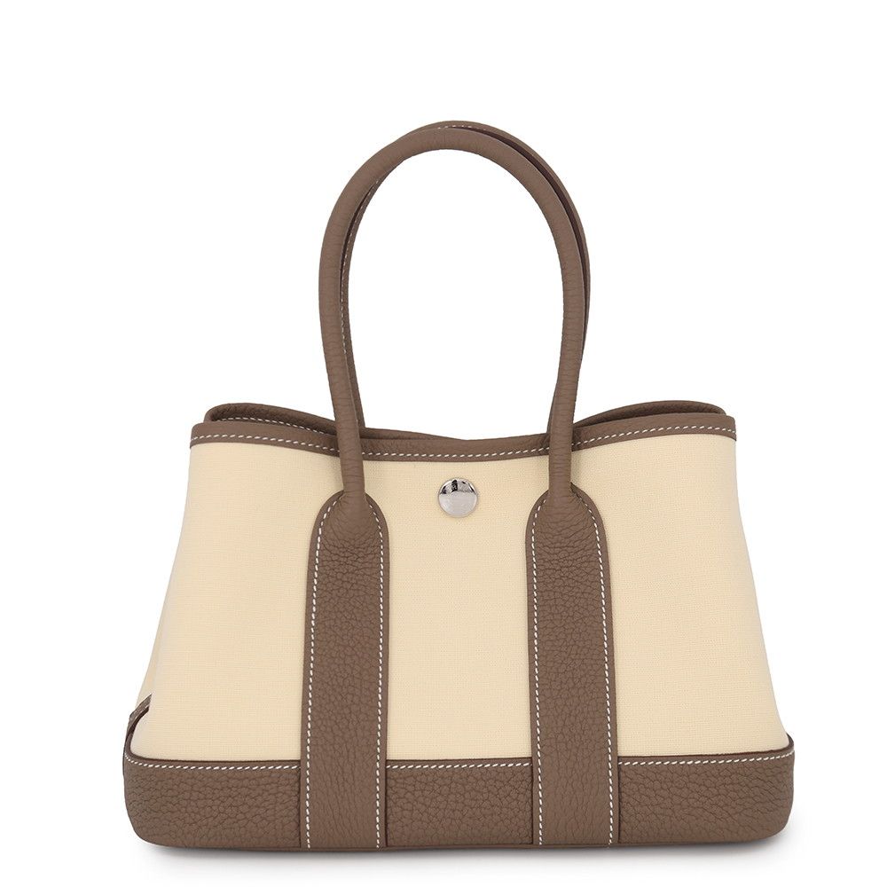 Hermes Tote Neo Garden 23 Party Etoupe Vanilla Silver Toile Officier Negonda