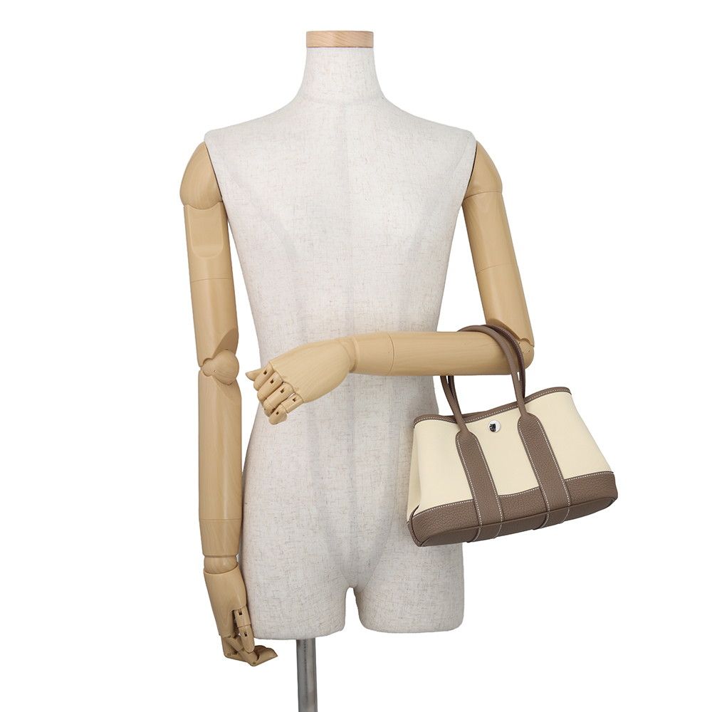 Hermes Tote Neo Garden 23 Party Etoupe Vanilla Silver Toile Officier Negonda — view 4