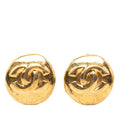 Chanel CC Logo Vintage Round Earrings Gold Plated