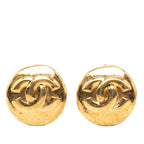 Chanel CC Logo Vintage Round Earrings Gold Plated