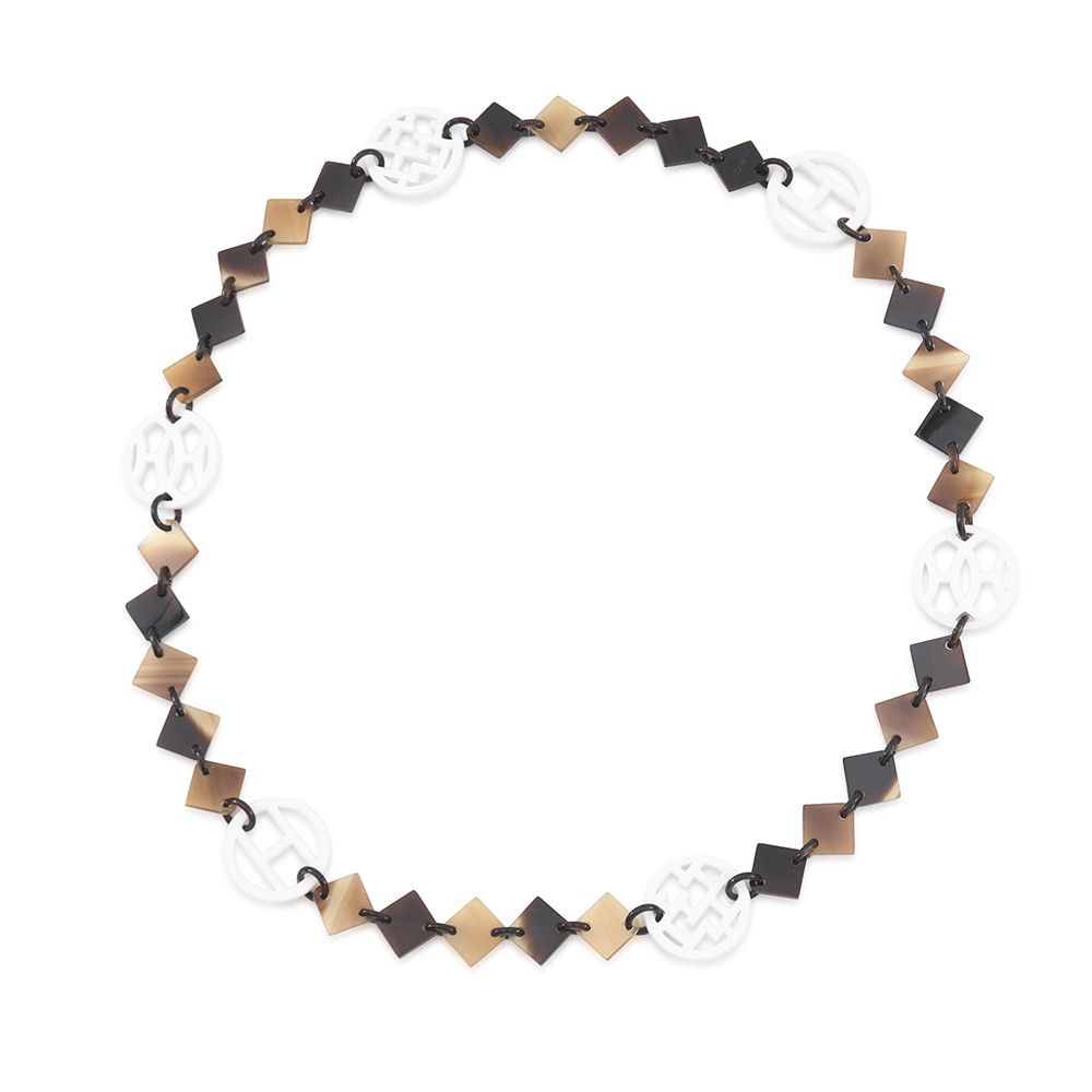 Hermes Necklace Ava Brown White Buffalo Horn Lacquer
