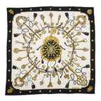 Hermes Scarf Carre 90 Key Pattern les Cles Silk Black White Key Motif