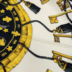 Hermes Scarf Carre 90 Key Pattern les Cles Silk Black White Key Motif