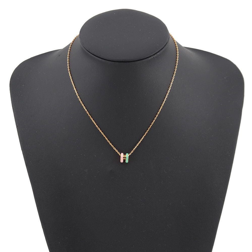 Hermes Necklace Mini Pop Lo Cover le Malabar Vert Rose Gold — view 4