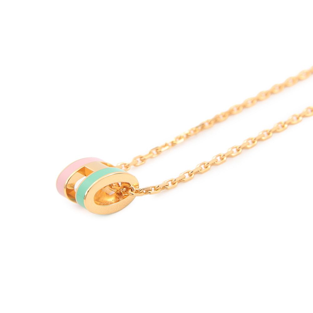 Hermes Necklace Mini Pop Lo Cover le Malabar Vert Rose Gold — view 2