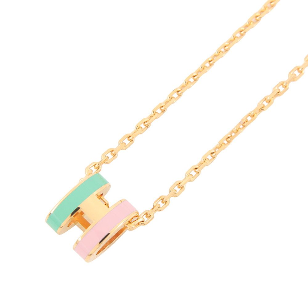 Hermes Necklace Mini Pop Lo Cover le Malabar Vert Rose Gold — view 3