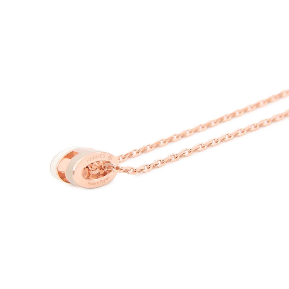 Hermes Necklace Mini Pop Lo Cover le White Brown Glace Pink Gold — view 2