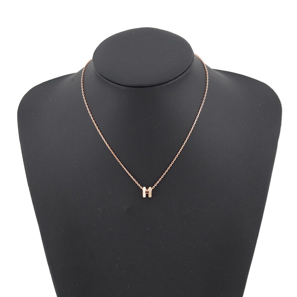 Hermes Necklace Mini Pop Lo Cover le White Brown Glace Pink Gold — view 4