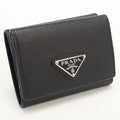 Prada Saffiano Triangle Trifold Wallet Leather