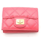 Chanel Quilted 2.55 Small Lambskin Flap Wallet Compact Trifold Pink
