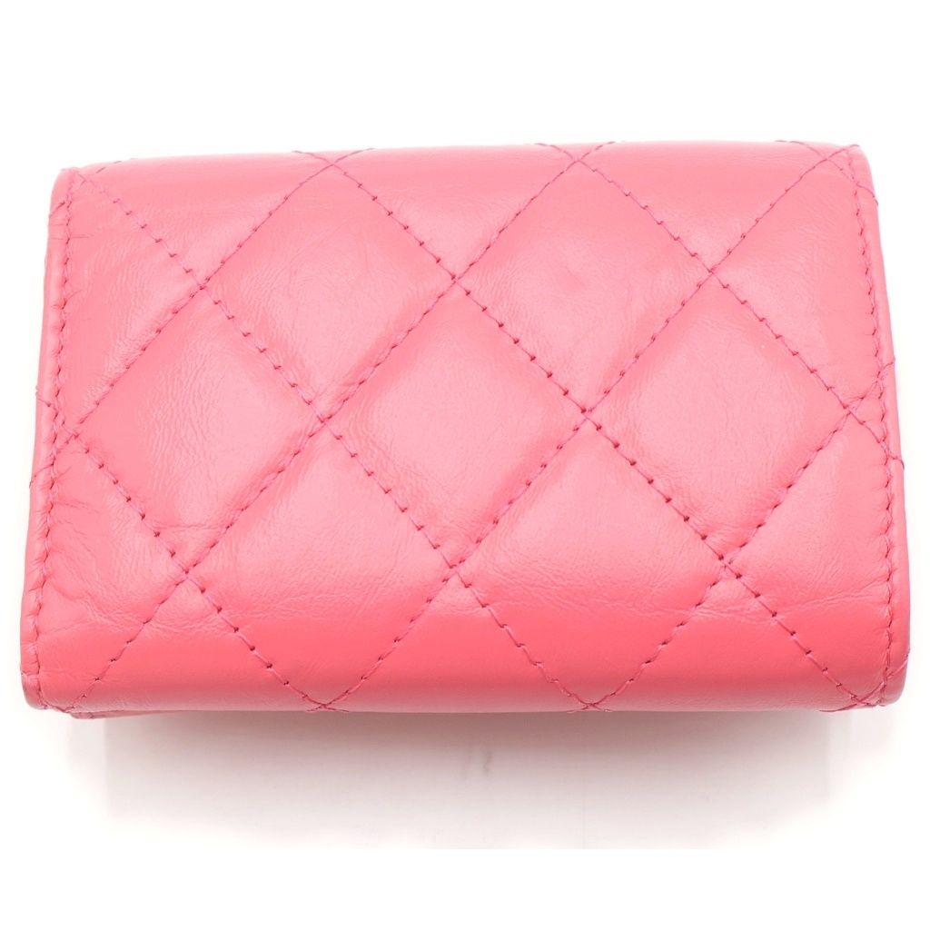 Chanel Quilted 2.55 Small Lambskin Flap Wallet Compact Trifold Pink — view 2