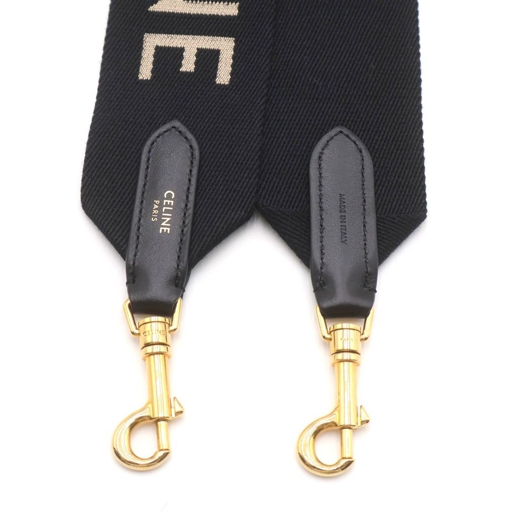 Celine Short Strap Shaw Shoulder Jacquard Logo Gold Black — view 4