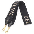 Celine Short Strap Shaw Shoulder Jacquard Logo Gold Black