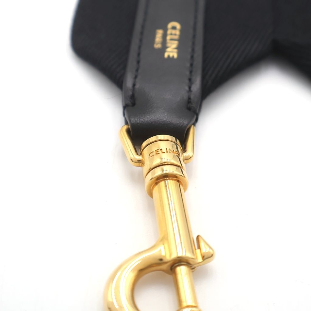 Celine Short Strap Shaw Shoulder Jacquard Logo Gold Black — view 5