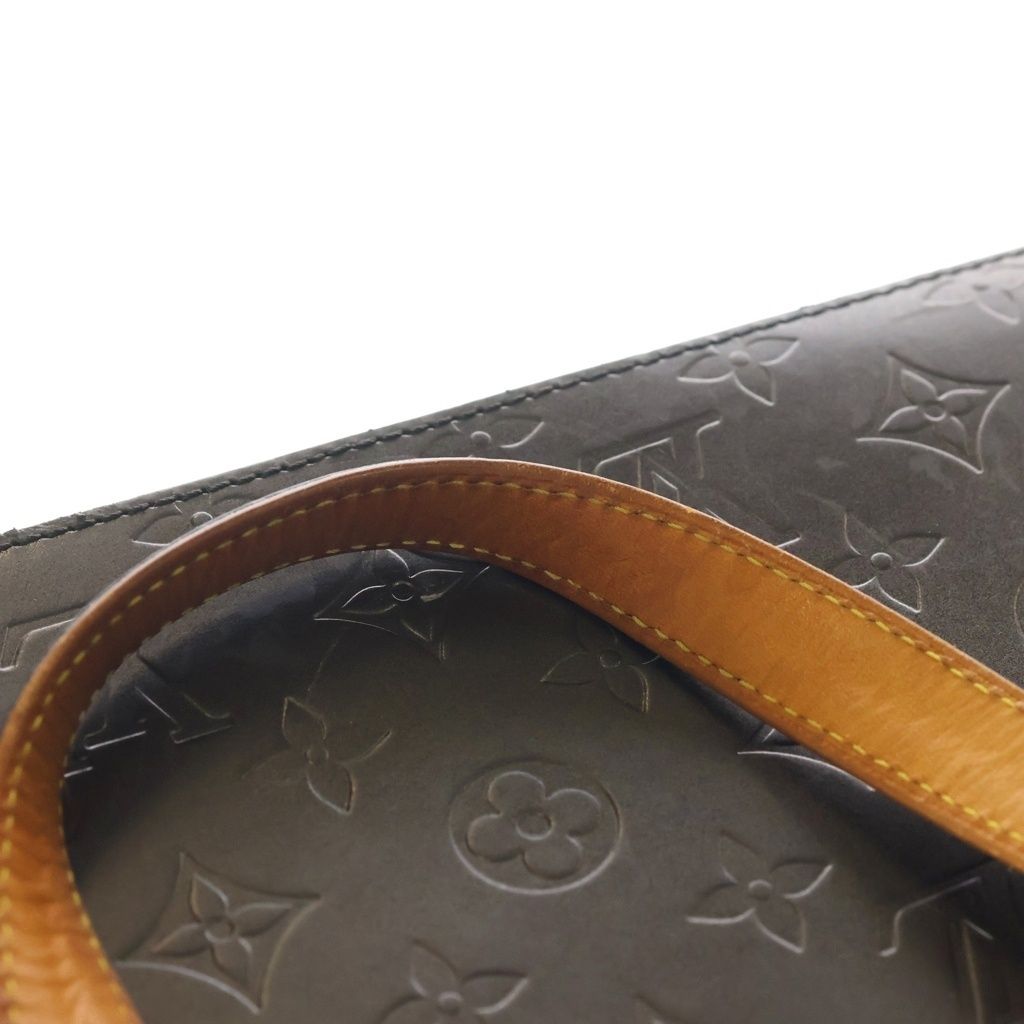 Louis Vuitton Monogram Matte Shelton Handbag Metallic Gray Leather Silver — view 7