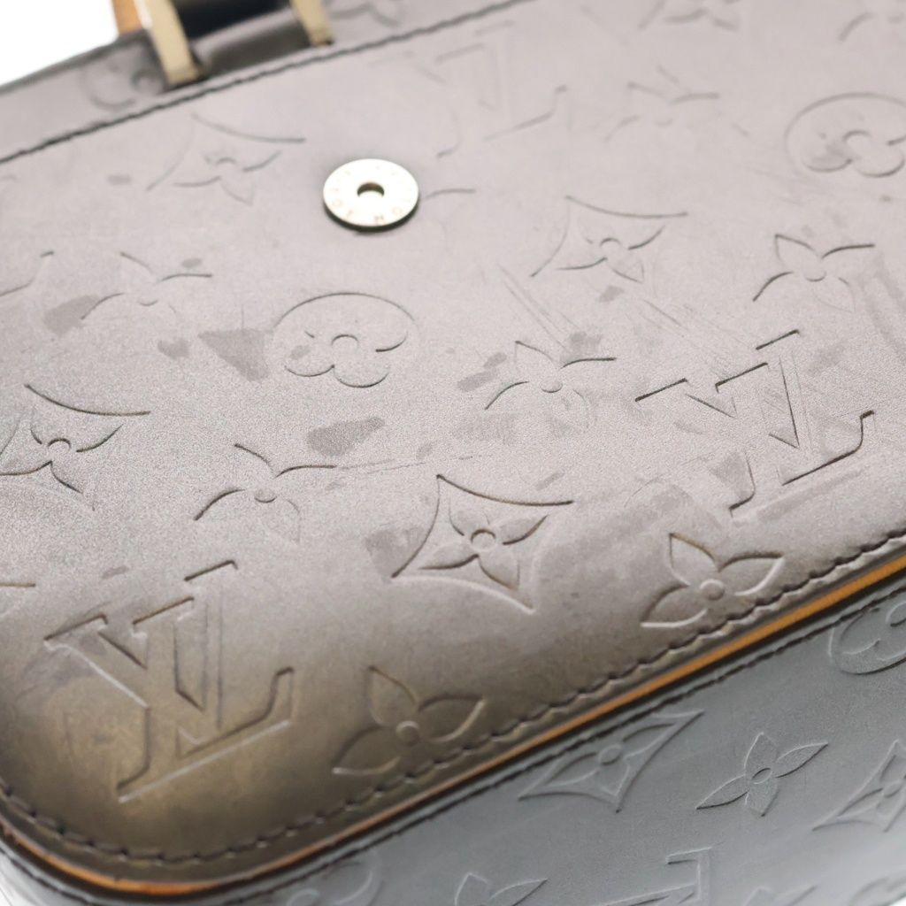 Louis Vuitton Monogram Matte Shelton Handbag Metallic Gray Leather Silver — view 6