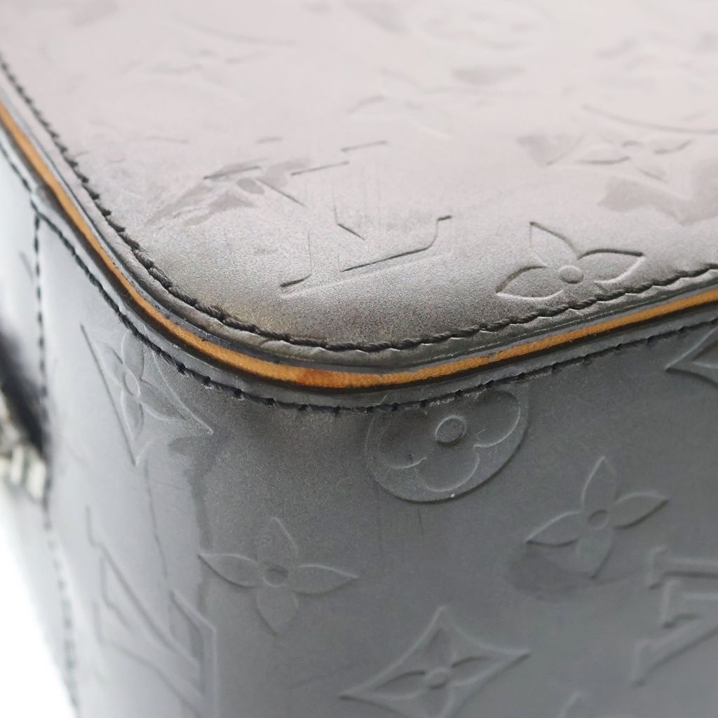 Louis Vuitton Monogram Matte Shelton Handbag Metallic Gray Leather Silver — view 5