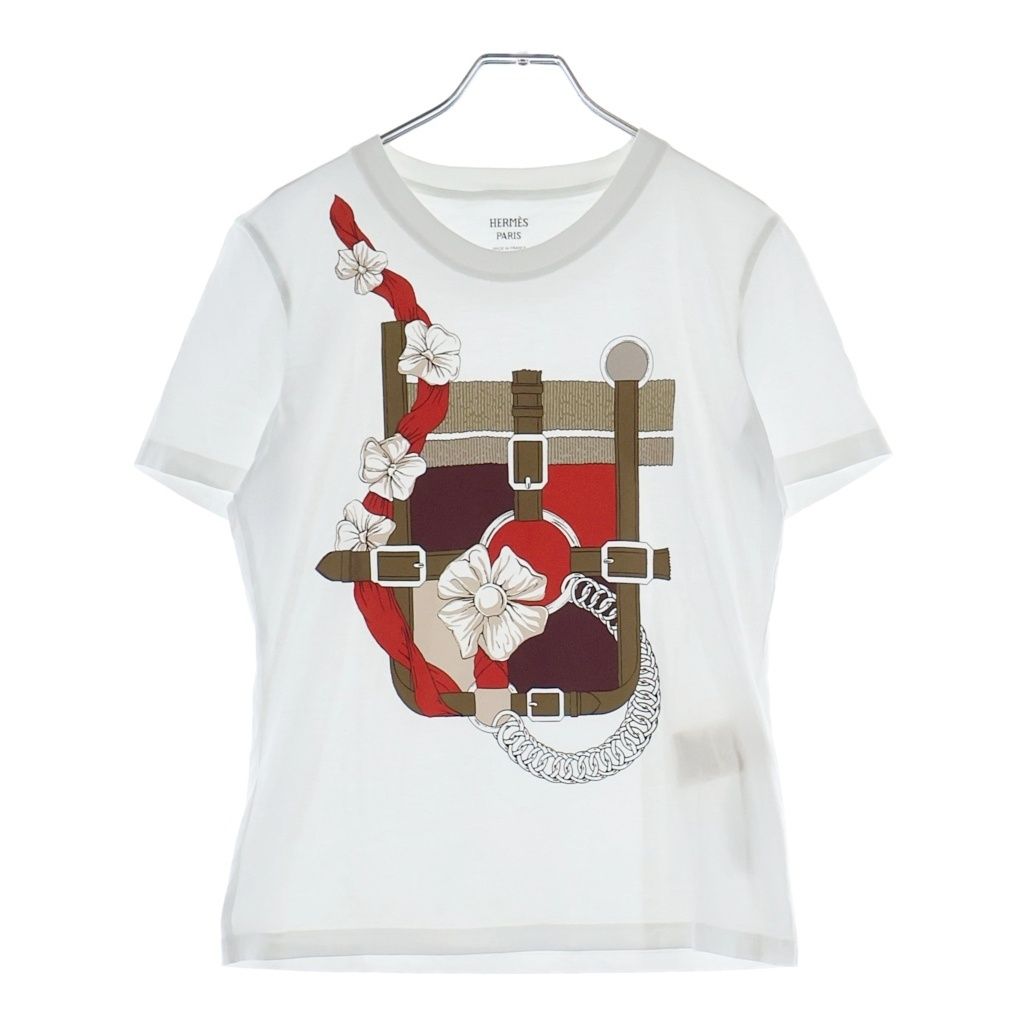 Hermes Cartouche Grand Manage Print Crew Neck Short Sleeve T-Shirt
