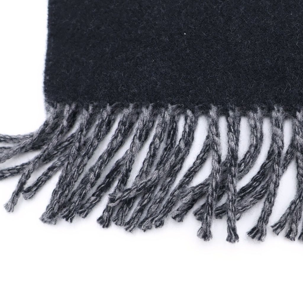 Louis Vuitton Echarpe Nowa le City Alps Logo Patch Fringe Scarf Shawl Black — view 4