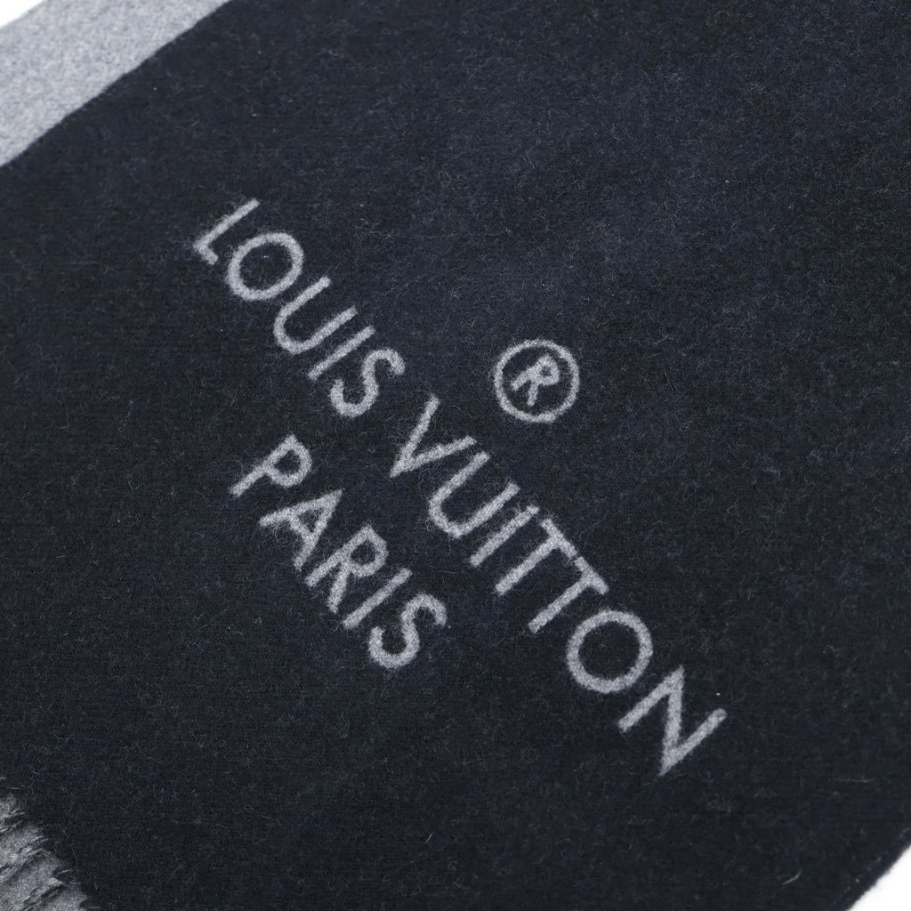 Louis Vuitton Echarpe Nowa le City Alps Logo Patch Fringe Scarf Shawl Black — view 3