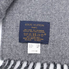 Louis Vuitton Echarpe Nowa le City Alps Logo Patch Fringe Scarf Shawl Black — view 6