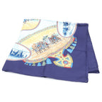 Hermes Carre 90 Cavaliers Peuls Horsemen of the Poule Tribe Silk Scarf Blue