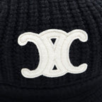 Celine Triomphe Cashmere Crochet Bucket Hat Black — view 5