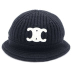 Celine Triomphe Cashmere Crochet Bucket Hat Black — view 4