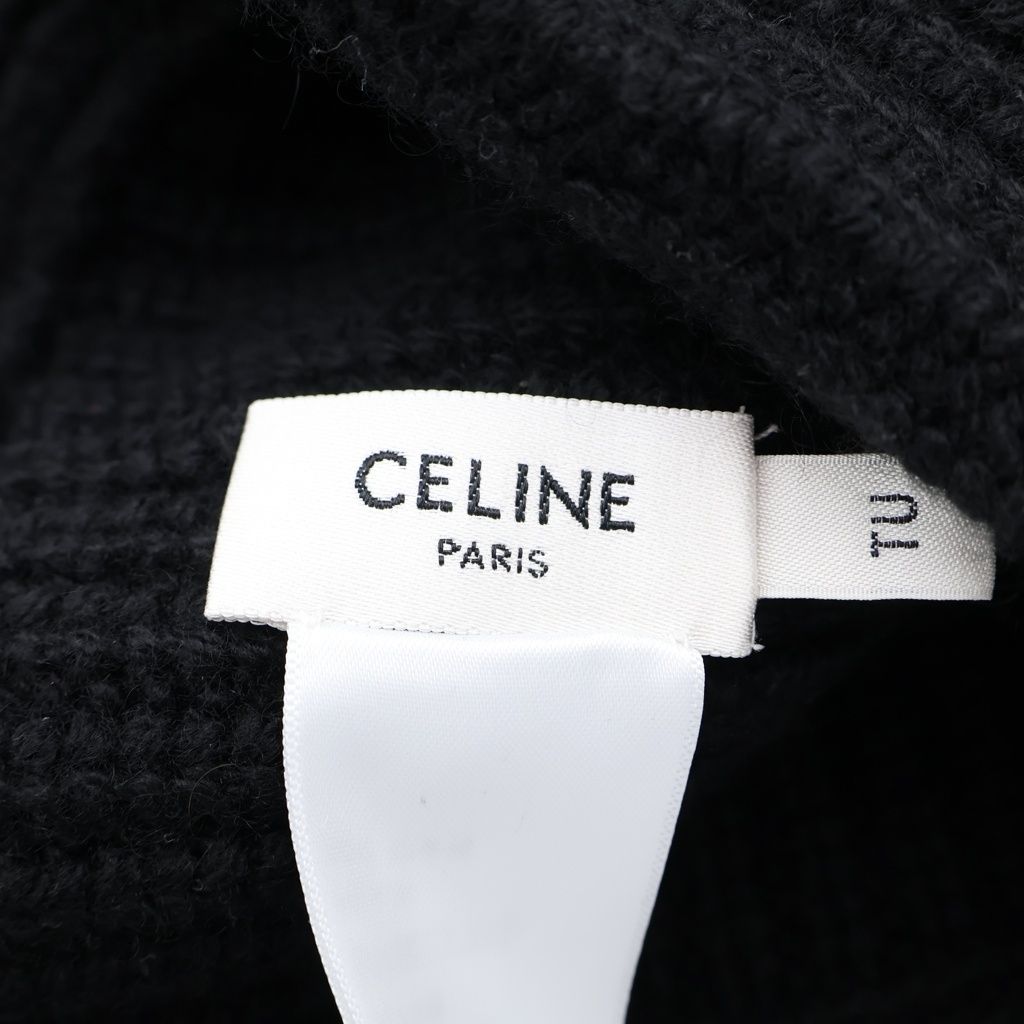 Celine Triomphe Cashmere Crochet Bucket Hat Black — view 7