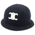 Celine Triomphe Cashmere Crochet Bucket Hat Black