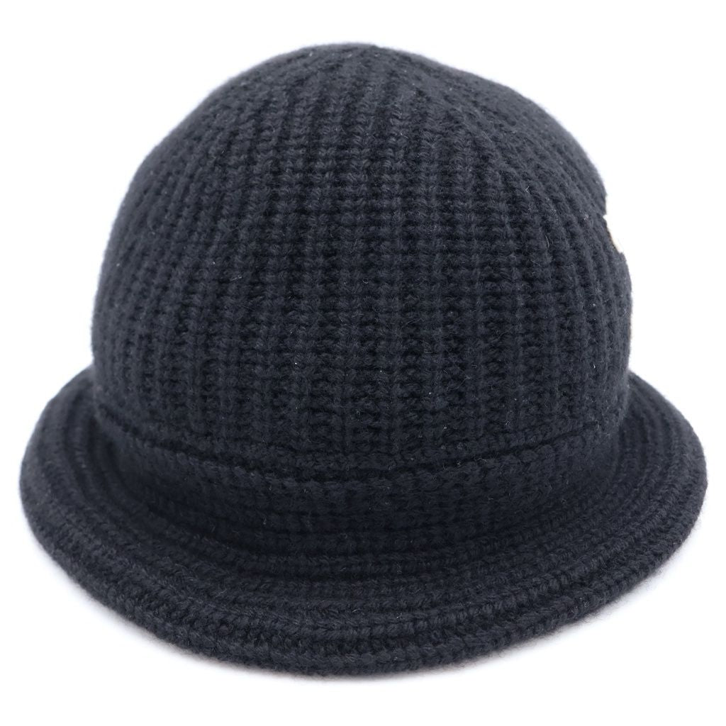 Celine Triomphe Cashmere Crochet Bucket Hat Black — view 3