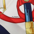Hermes Carre 90 Eperon D'or Yellow Gold Spurs Silk Scarf Navy White — view 5
