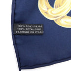 Chanel Cambon Line Chain Belt Pattern Vintage Silk Scarf Navy Gold — view 6