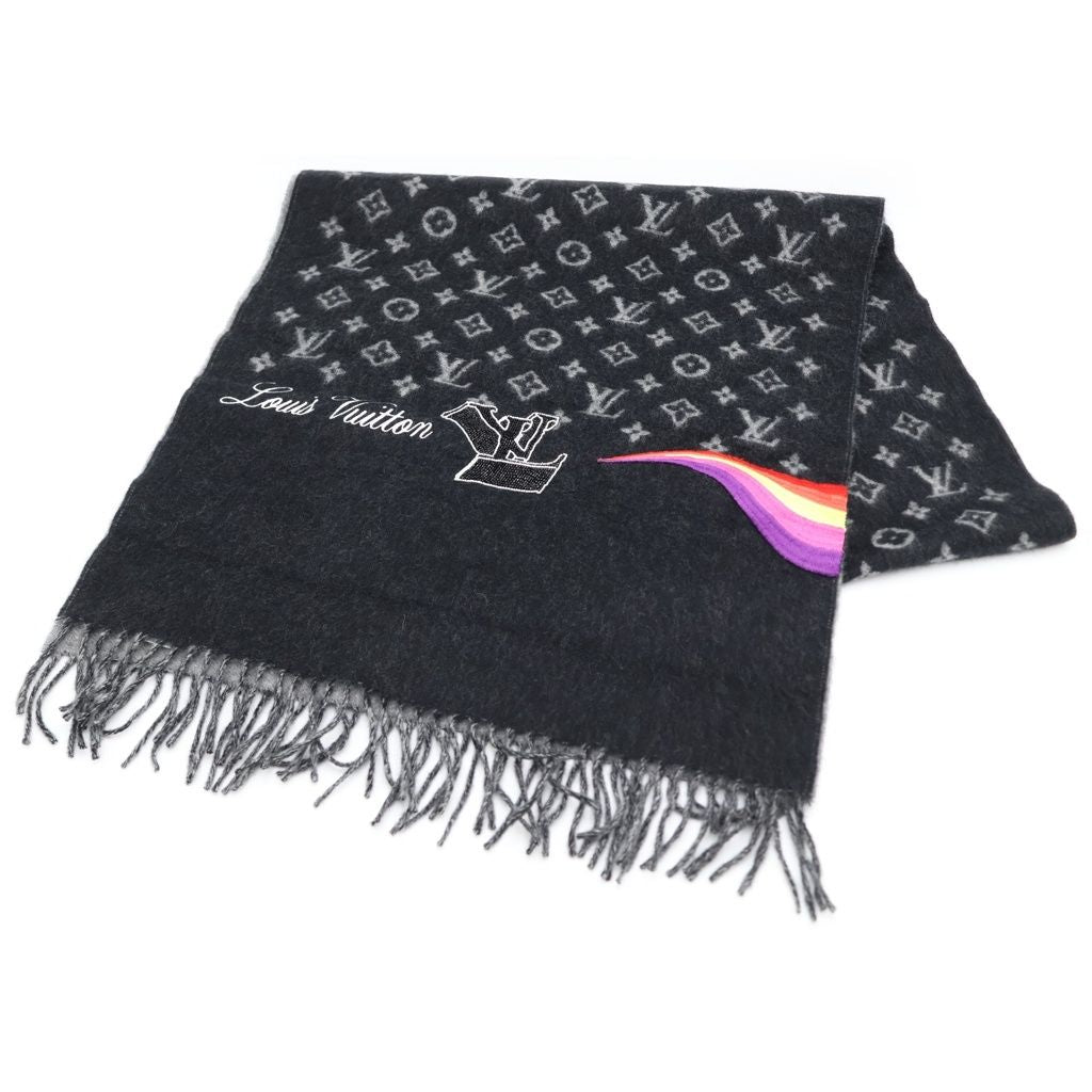 Louis Vuitton Monogram Logo Embroidery LV Bead Decoration Cashmere Fringe Shawl