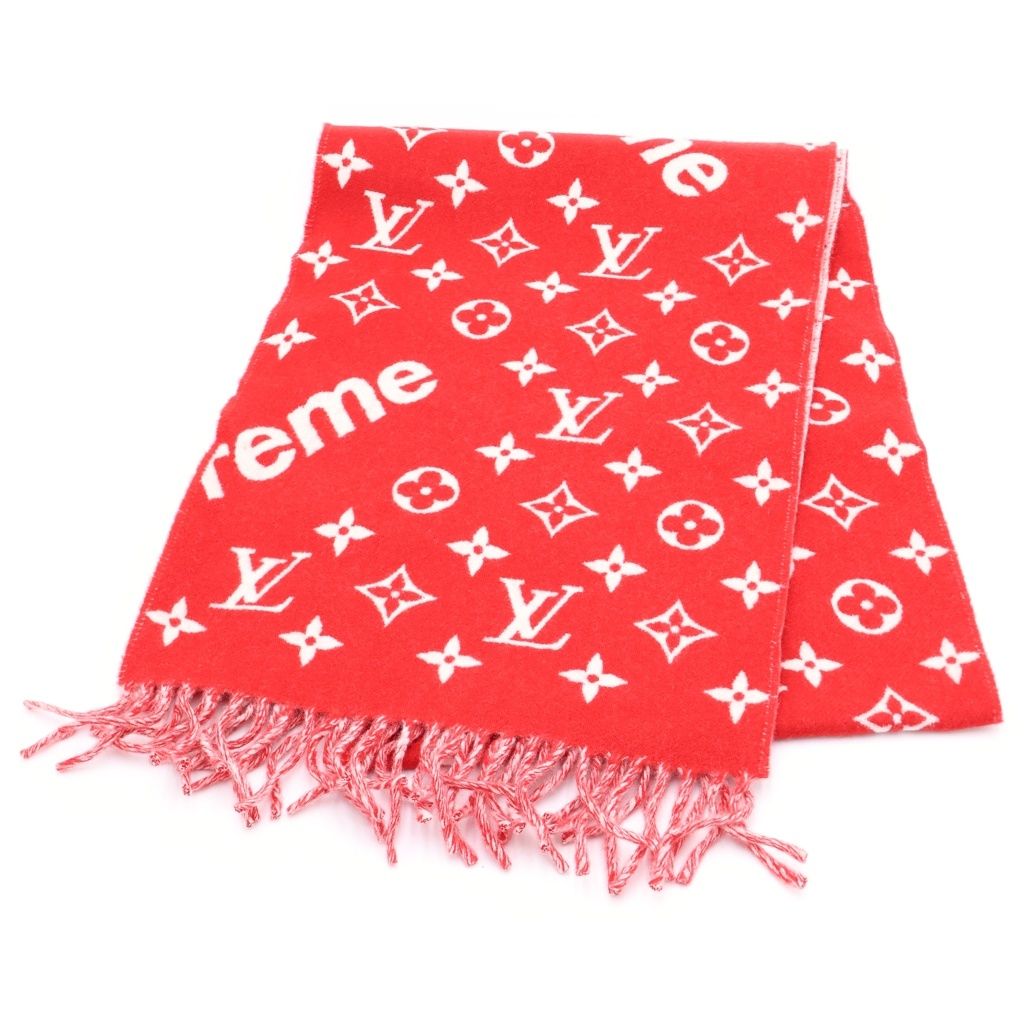 Louis Vuitton Supreme Monogram Scarf Cashmere Blend Total Pattern Fringe Shawl