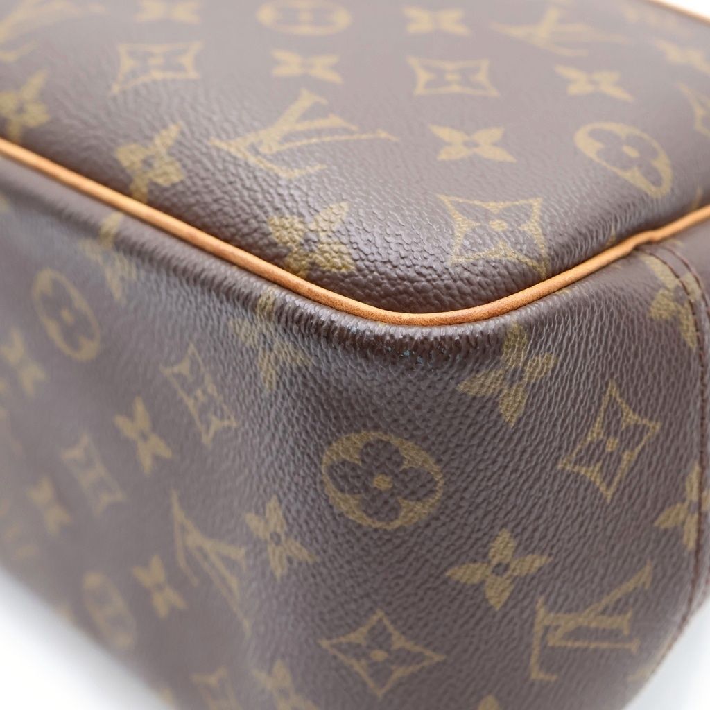 Louis Vuitton Monogram Deauville Leather Handbag Brown