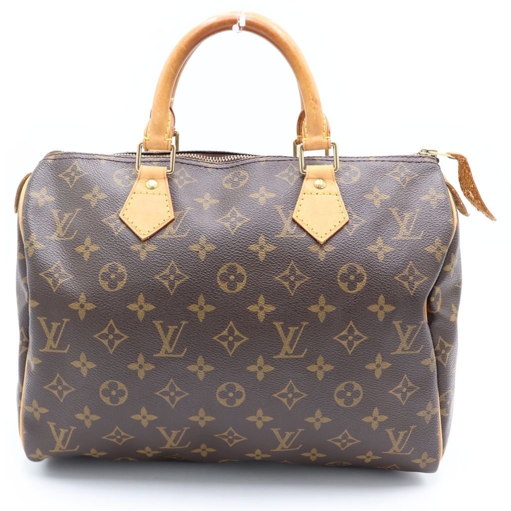 Louis Vuitton Monogram Speedy 30 Leather Handbag Brown