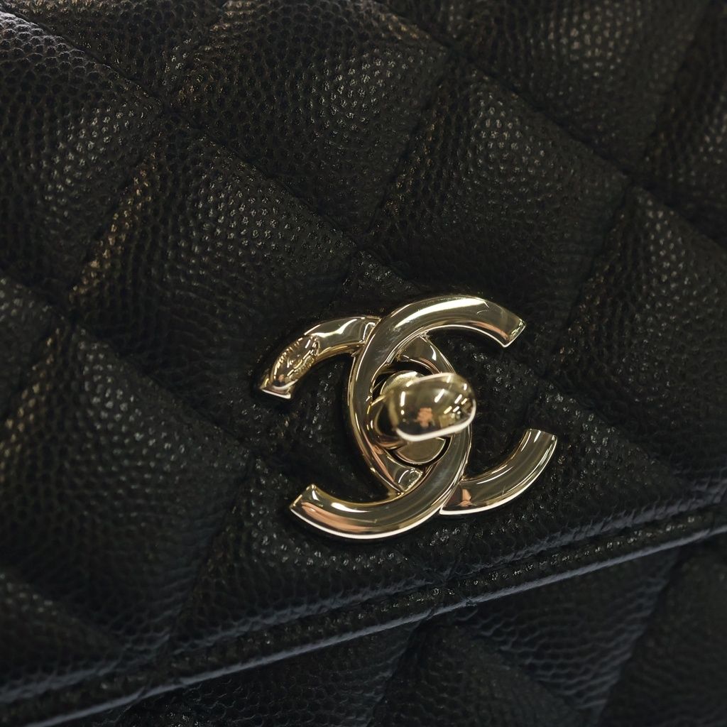 Chanel Coco Handle Xxs 2-Way Chain Shoulder Bag Black Caviar Leather Gold — view 6