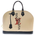 Louis Vuitton Alma GM Trompoille Handbag Light Pink Black Leather Gold