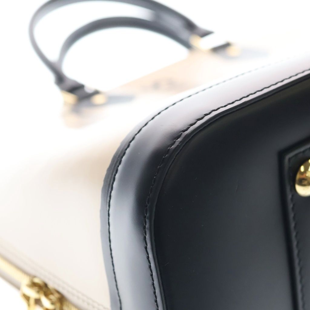 Louis Vuitton Alma GM Trompoille Handbag Light Pink Black Leather Gold — view 5