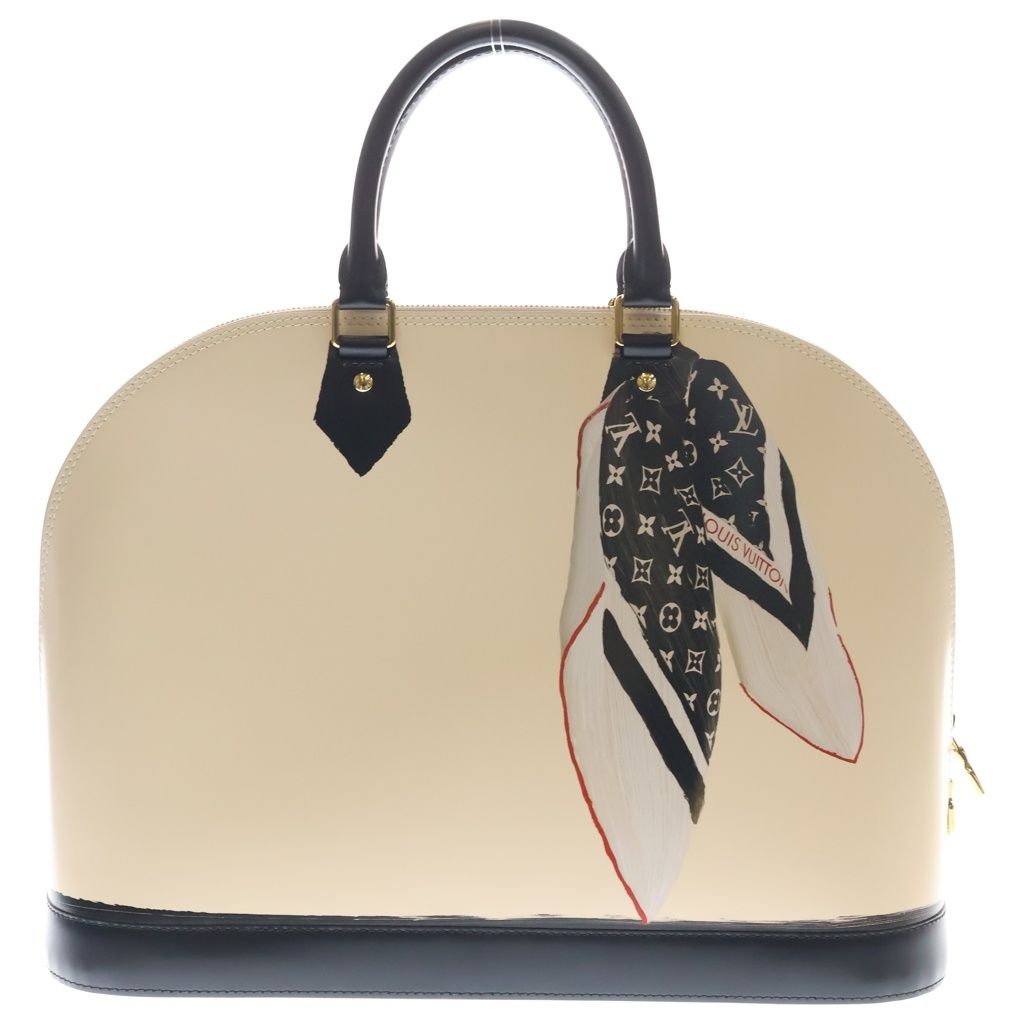 Louis Vuitton Alma GM Trompoille Handbag Light Pink Black Leather Gold — view 2