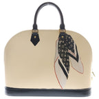 Louis Vuitton Alma GM Trompoille Handbag Light Pink Black Leather Gold — view 2