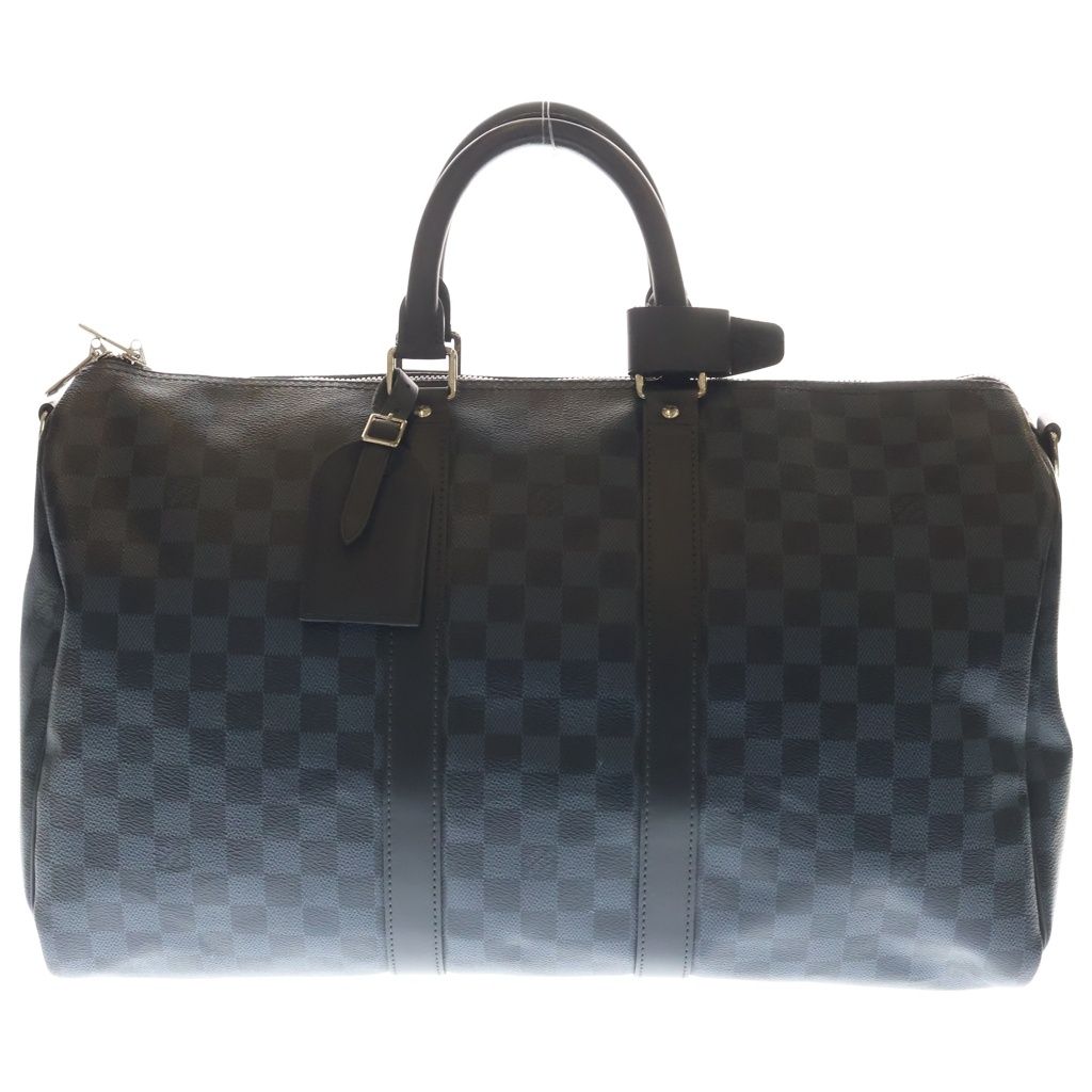 Louis Vuitton Damier Cobalt Keepall Bandouliere 2-Way Boston Bag Navy Leather